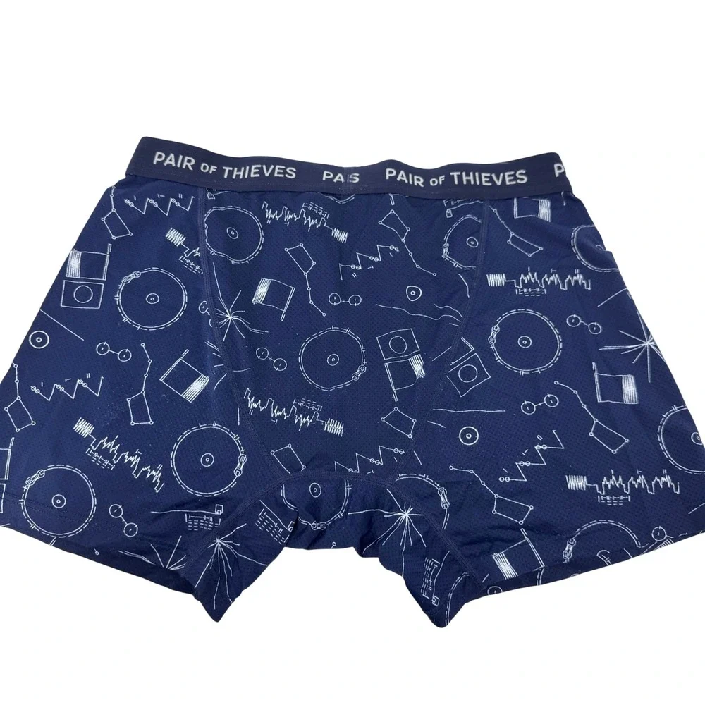 Pair of Thieves Men's Boxer Briefs Blue White Science Pattern Print Medium‎